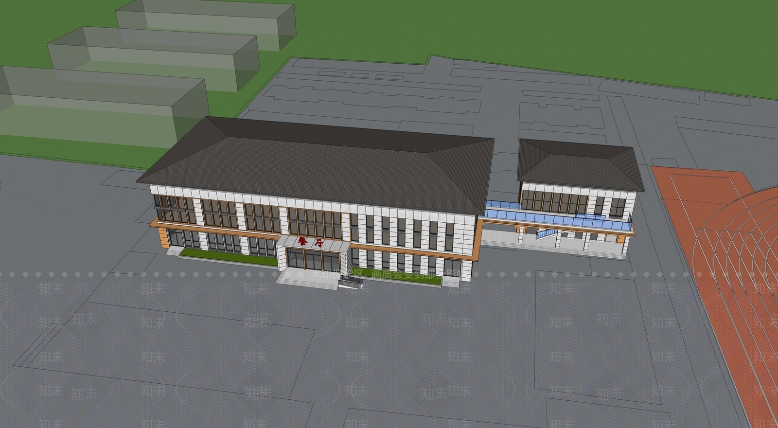 现代学校建筑SU模型下载【ID:1200386972】
