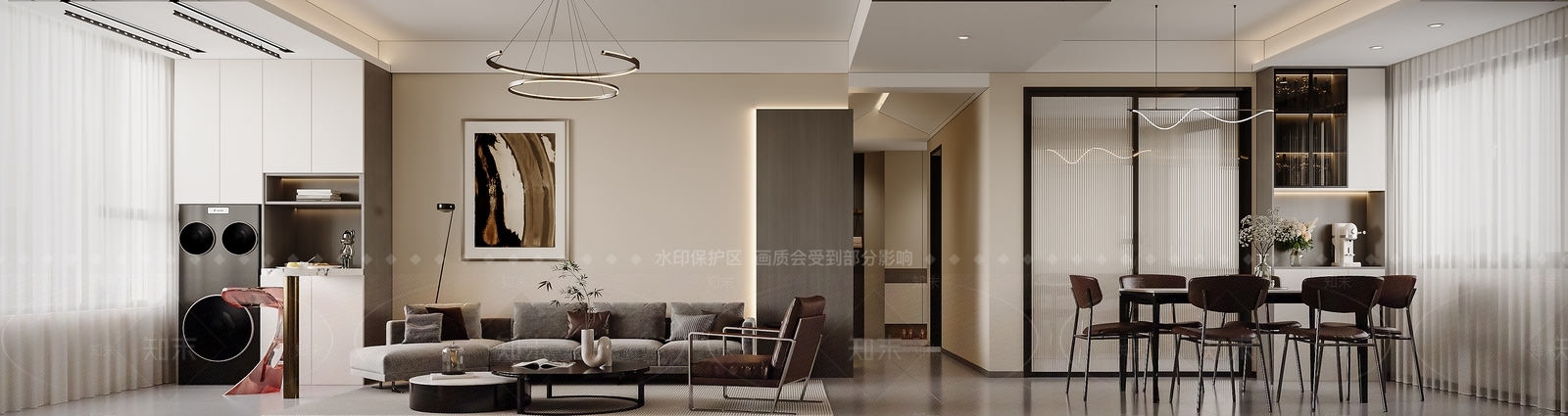 现代简约家居客厅3D模型下载【ID:1200387072】