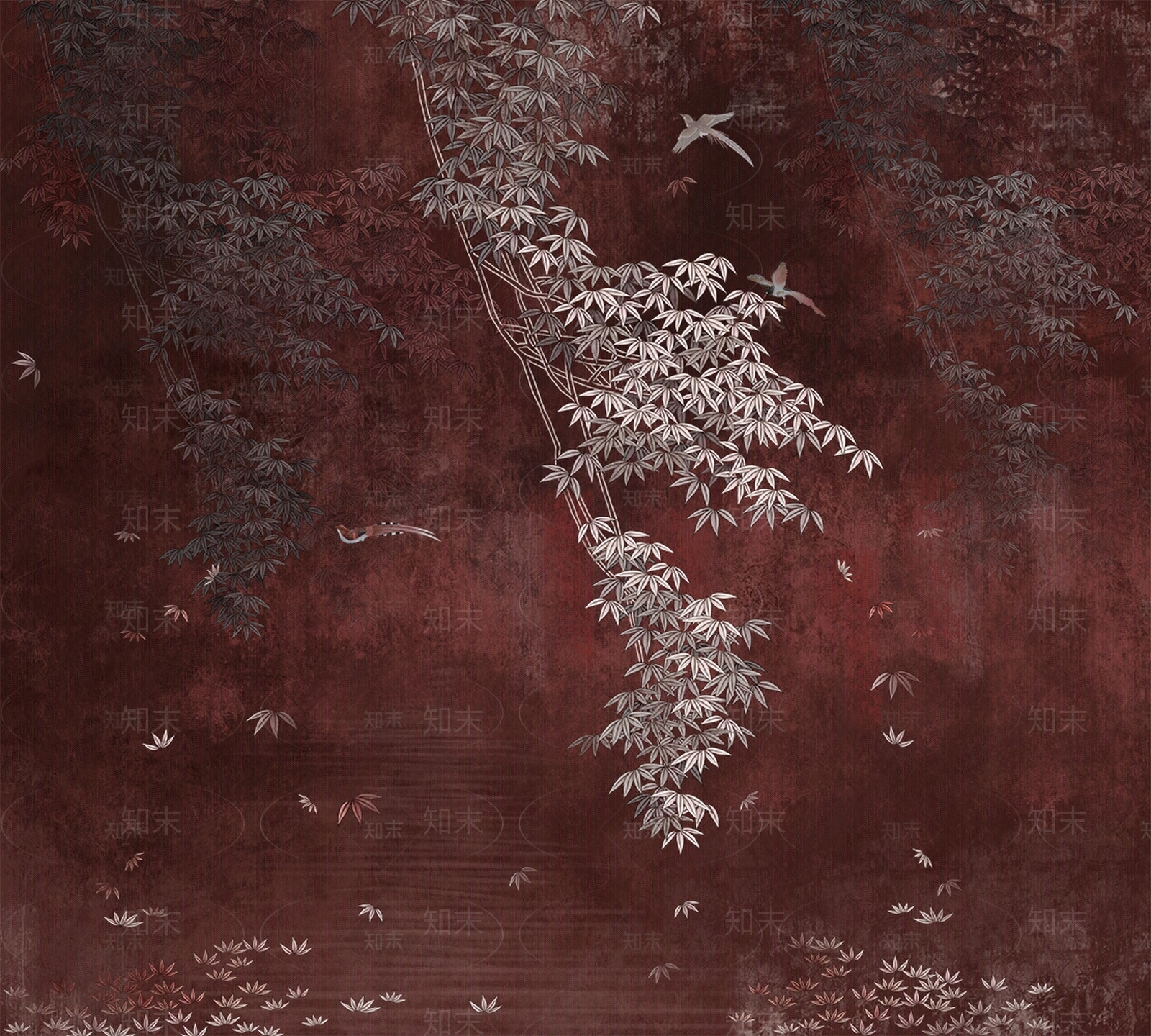 新中式花纹壁纸贴图下载【ID:1200387732】