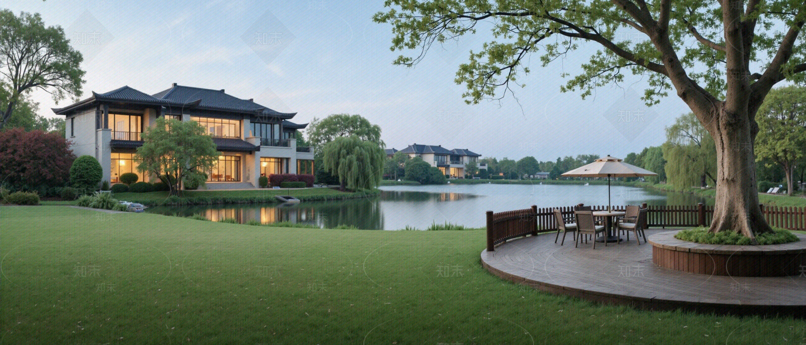 新中式中式小区外景贴图下载【ID:1200387655】