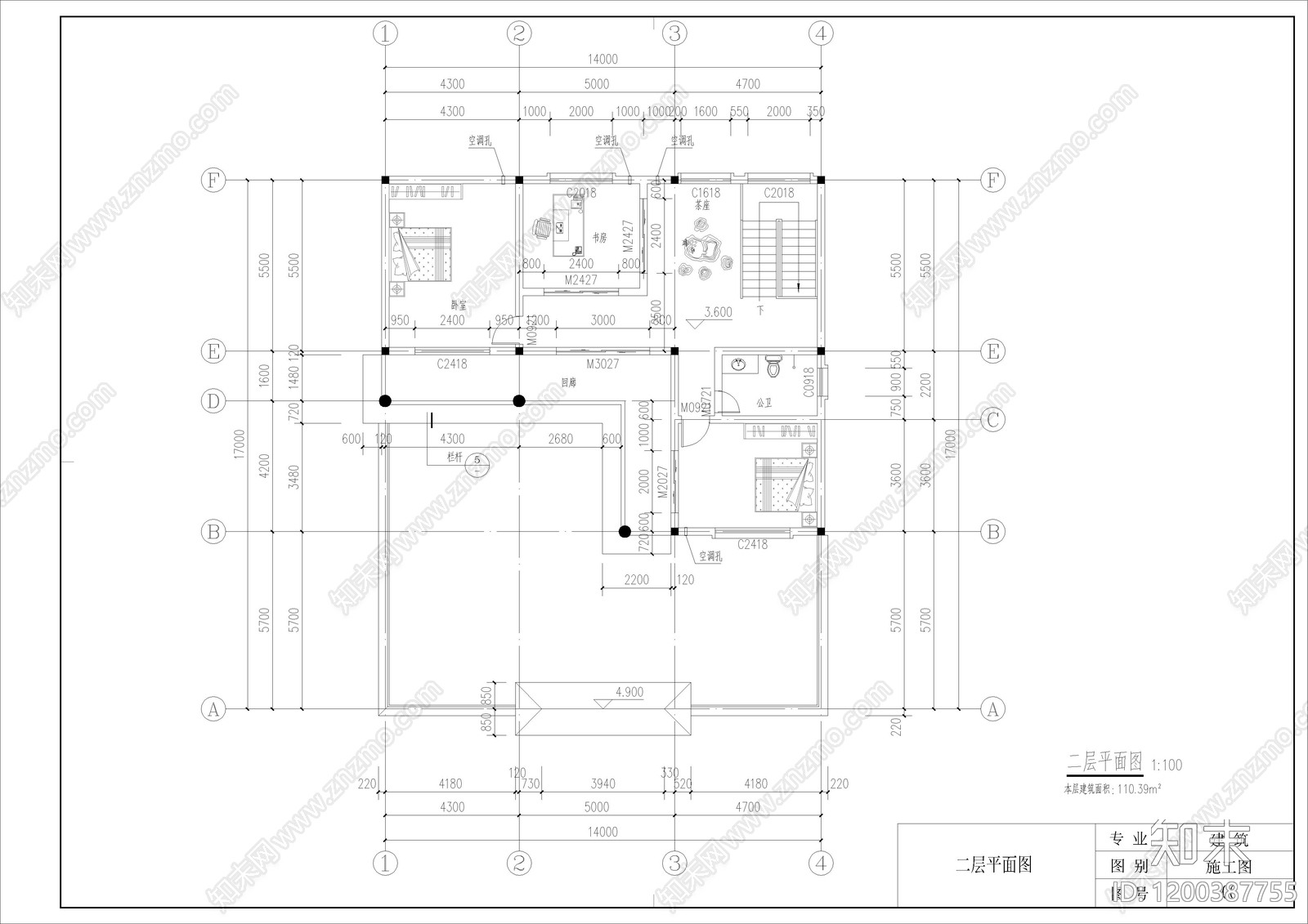 新中式中式别墅建筑cad施工图下载【ID:1200387755】