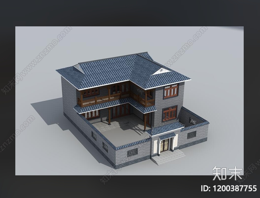 新中式中式别墅建筑cad施工图下载【ID:1200387755】