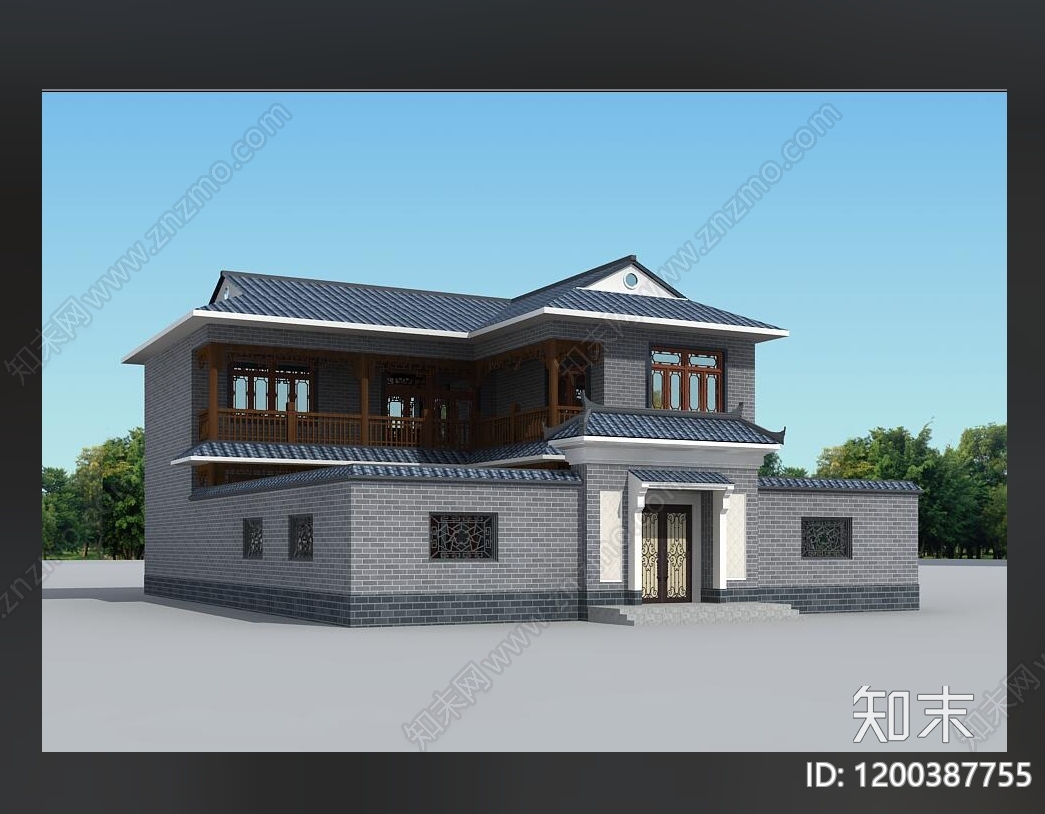 新中式中式别墅建筑施工图下载【ID:1200387755】
