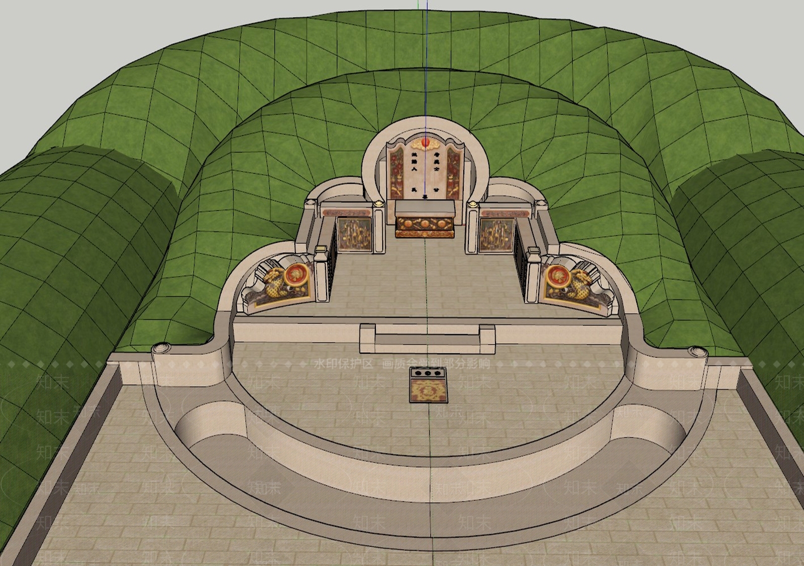 中式风格建筑SU模型下载【ID:1200387766】