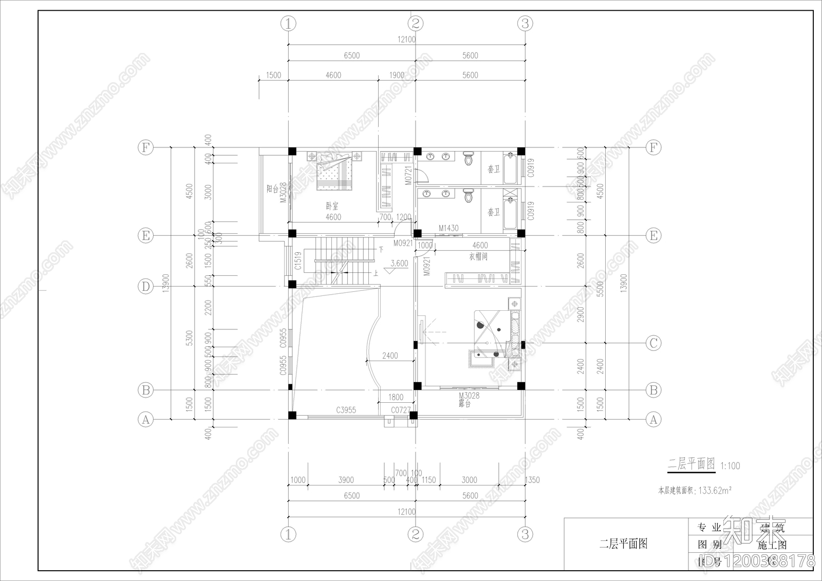 新中式简约别墅建筑cad施工图下载【ID:1200388178】