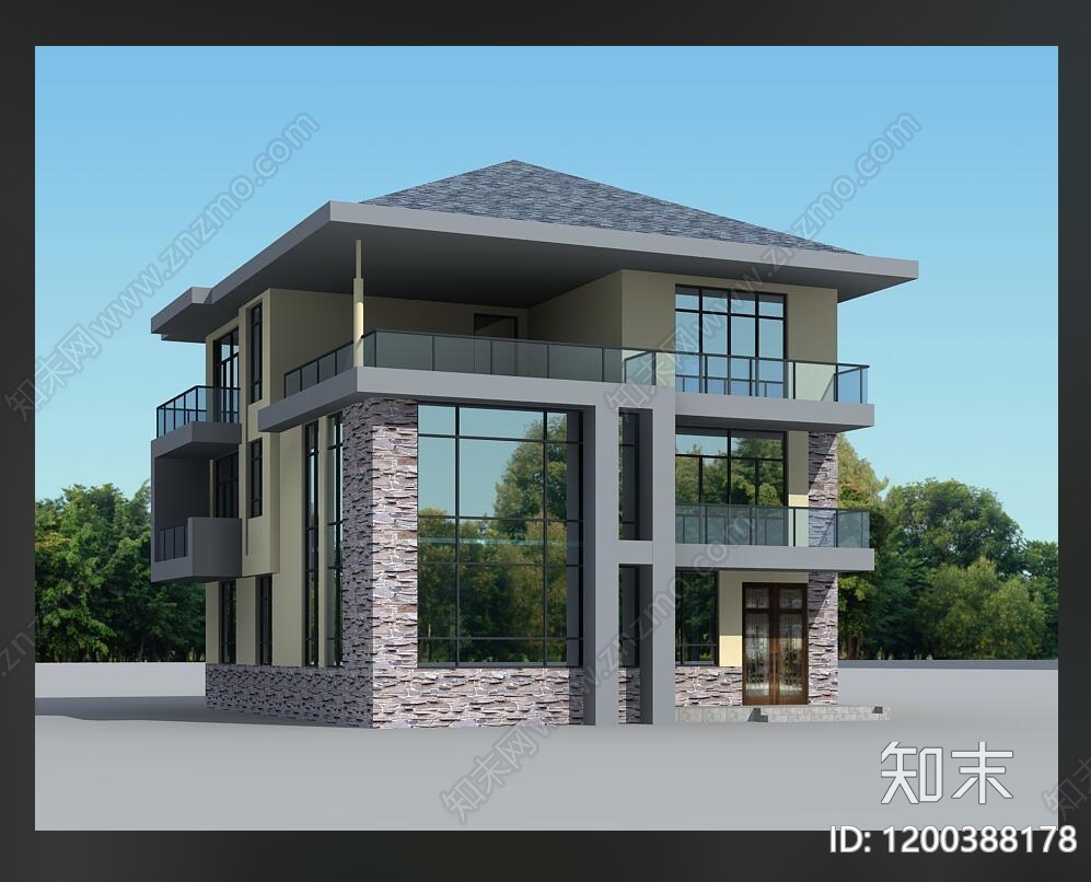 新中式简约别墅建筑施工图下载【ID:1200388178】