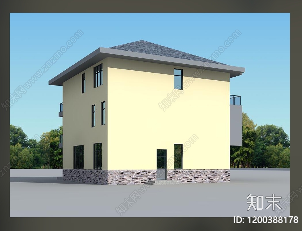 新中式简约别墅建筑cad施工图下载【ID:1200388178】