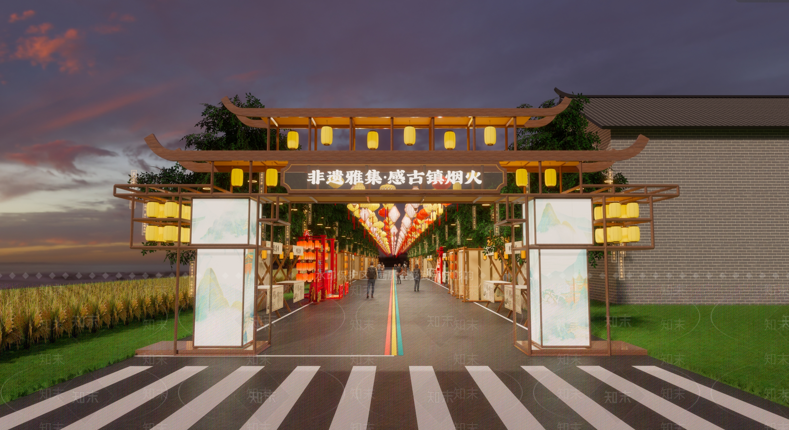 现代廊架空间SU模型下载【ID:1200388474】