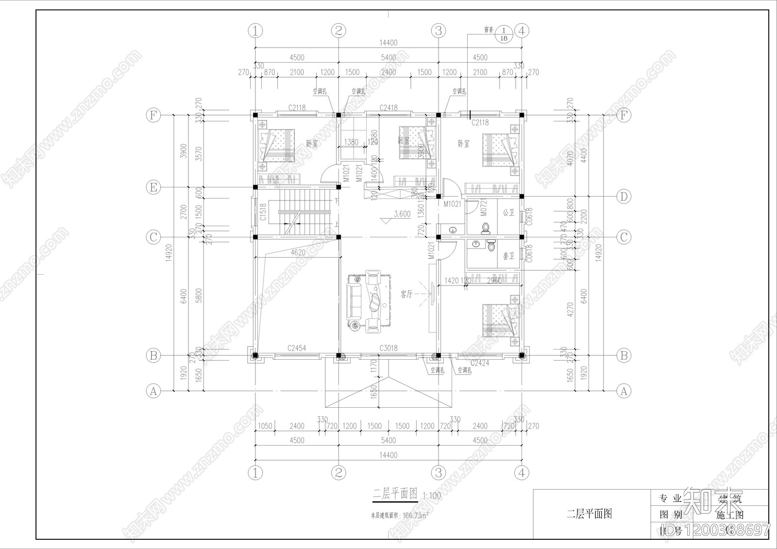 欧式简欧别墅建筑cad施工图下载【ID:1200388697】
