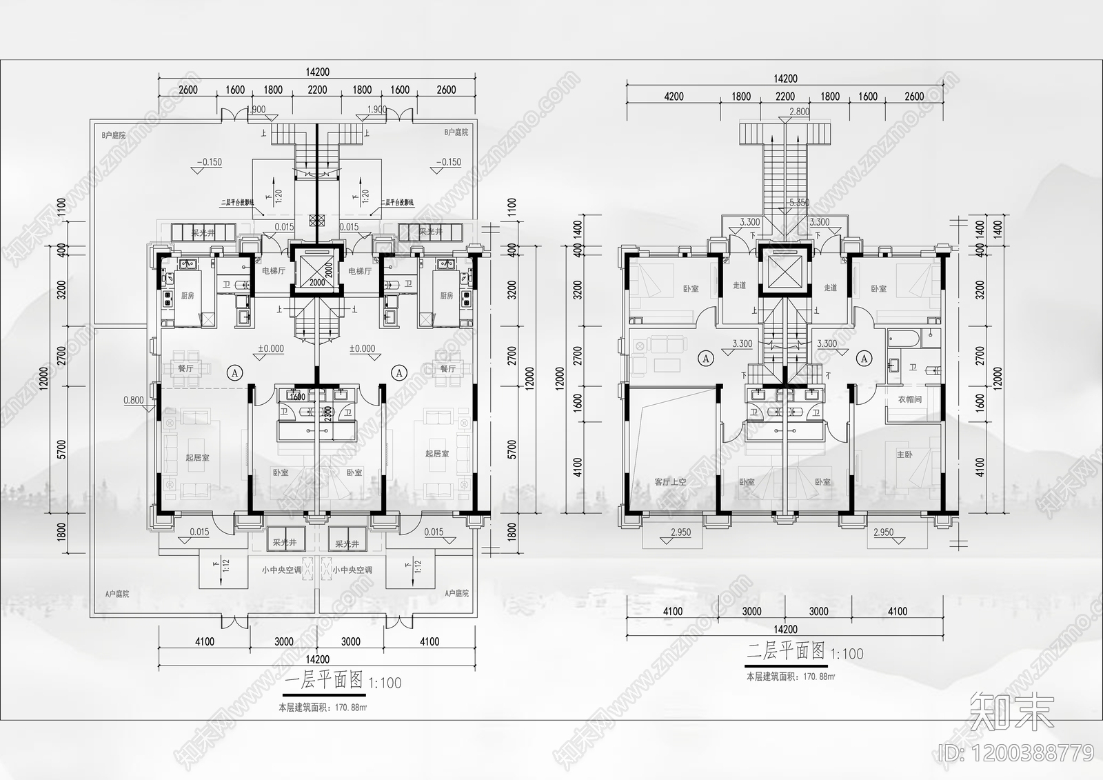 现代别墅建筑cad施工图下载【ID:1200388779】