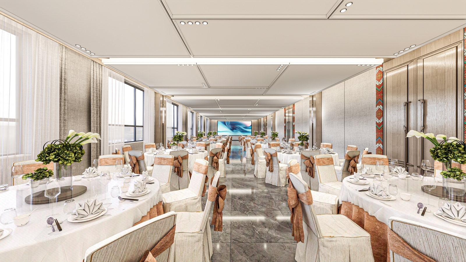 现代新中式宴会厅SU模型下载【ID:1200389499】