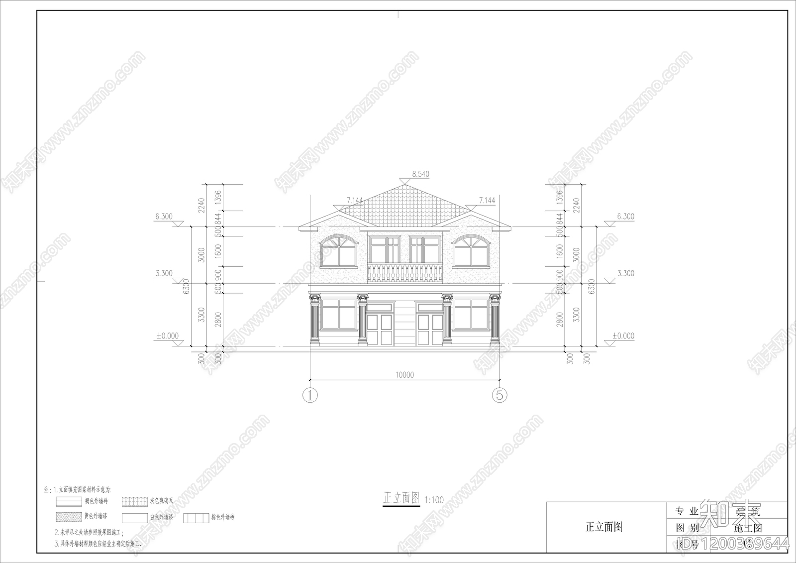 欧式简欧别墅建筑cad施工图下载【ID:1200389644】