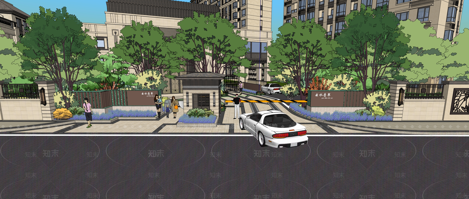 欧式法式入口大门SU模型下载【ID:1200390178】