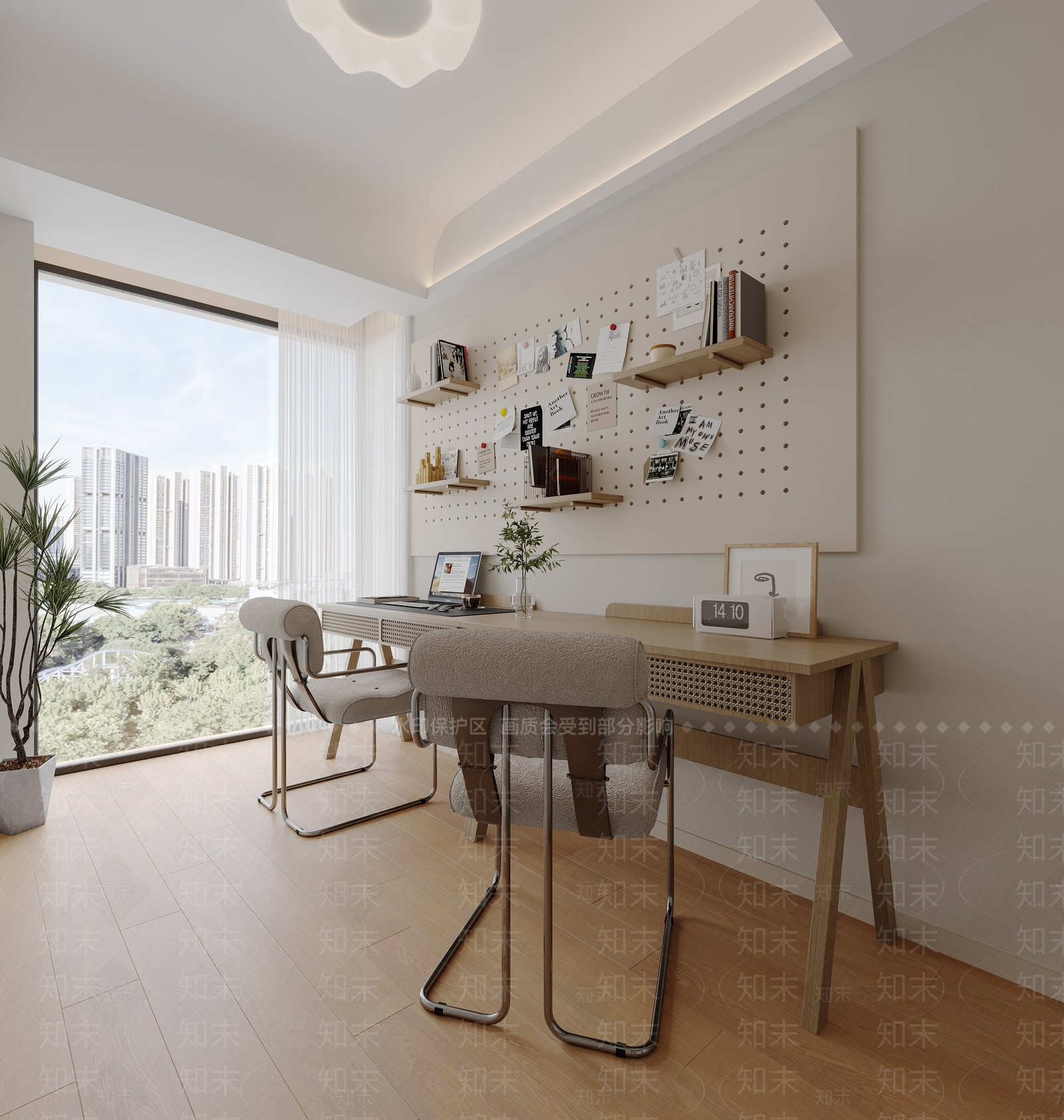 现代奶油书房3D模型下载【ID:1200390718】