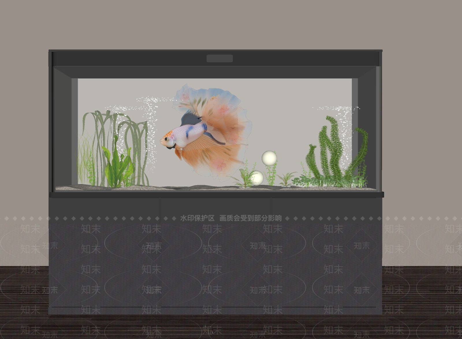 现代鱼缸SU模型下载【ID:1200390839】