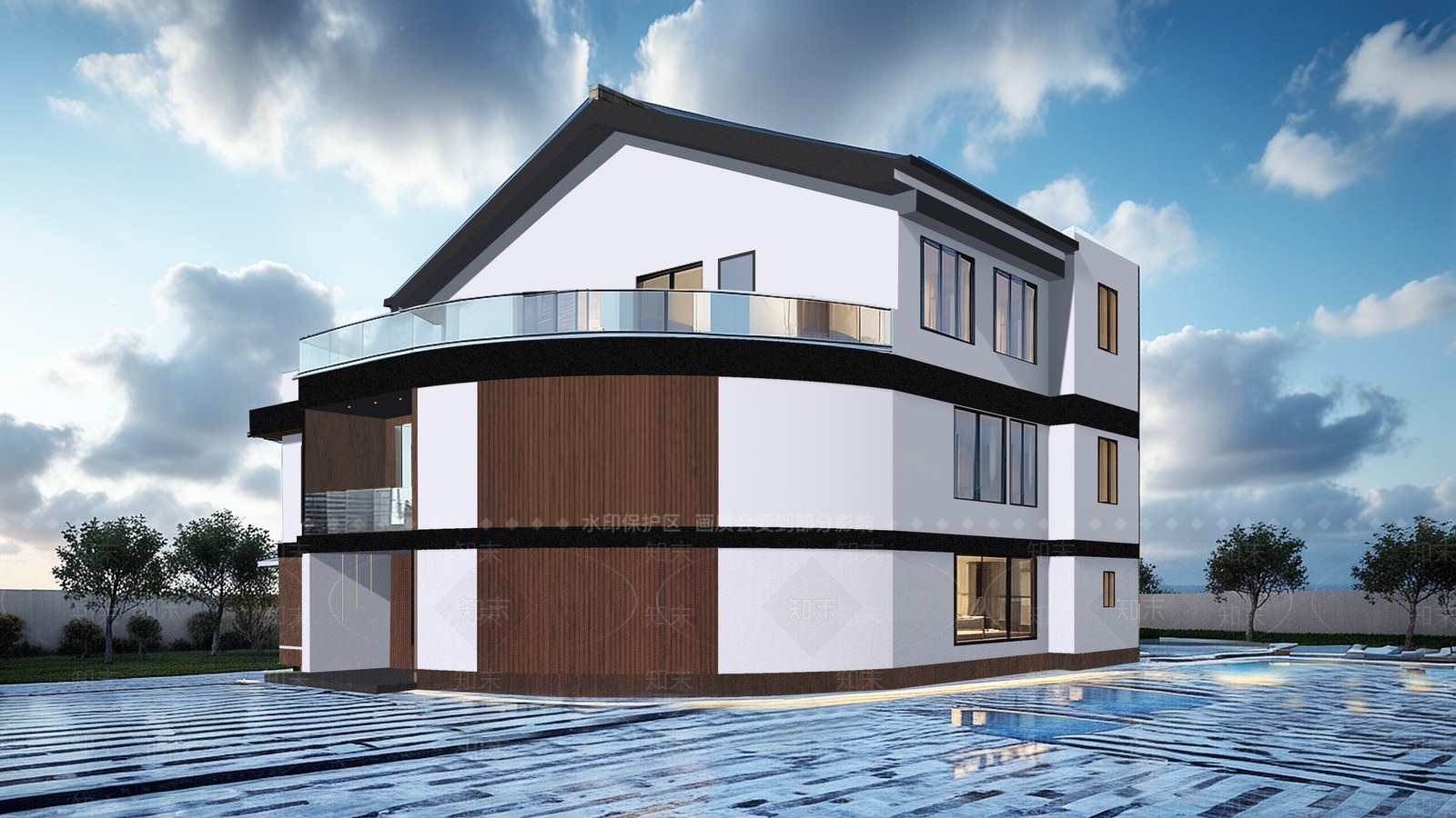新中式中式风格建筑SU模型下载【ID:1200391342】