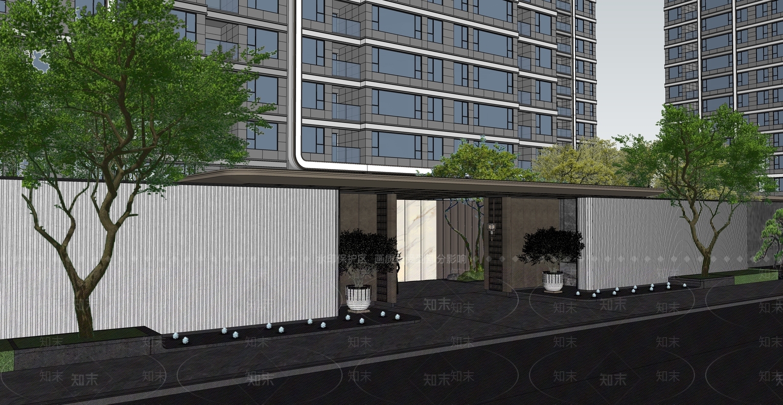 现代入口大门SU模型下载【ID:1200391812】