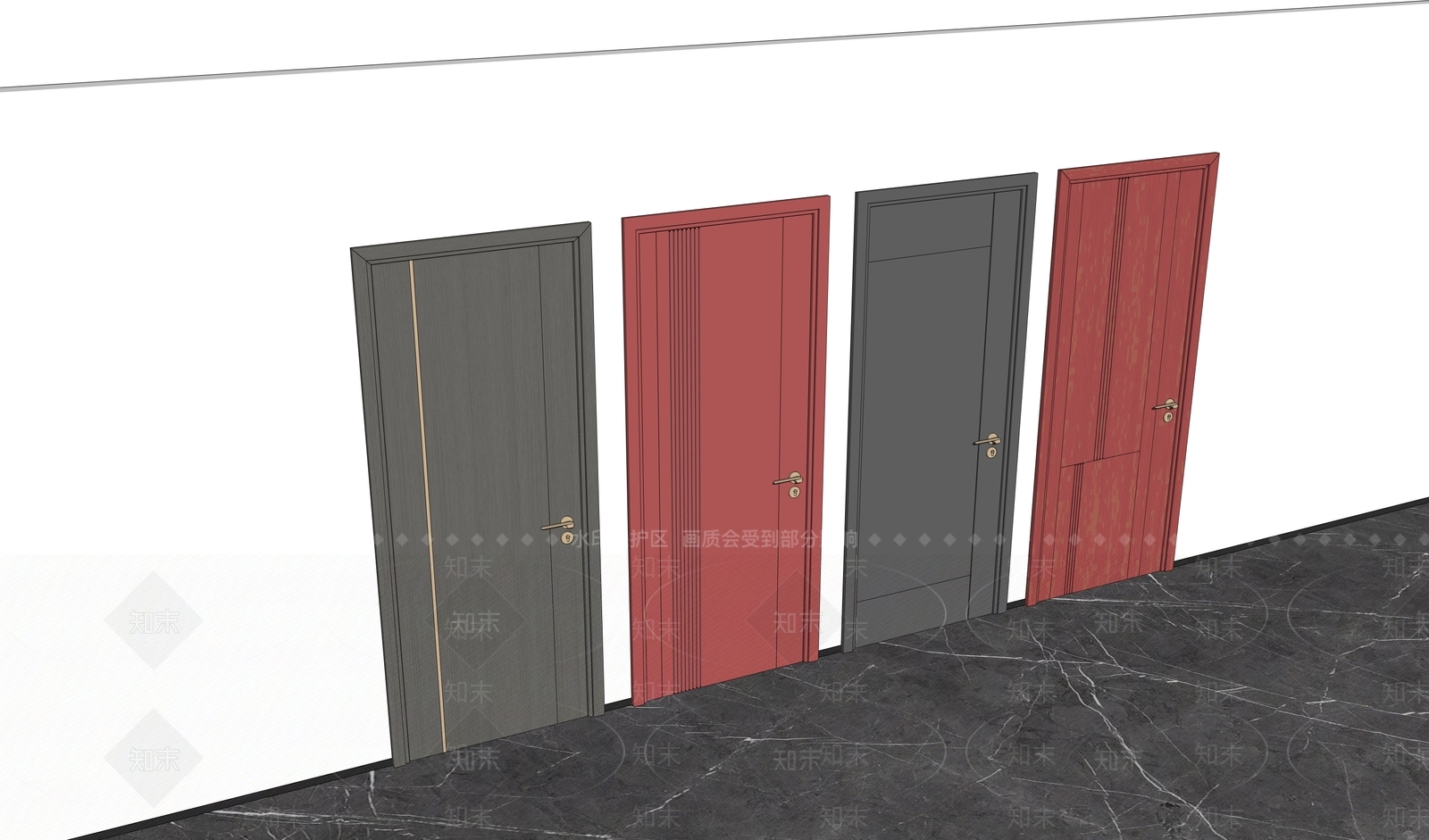 现代平开门SU模型下载【ID:1200392068】