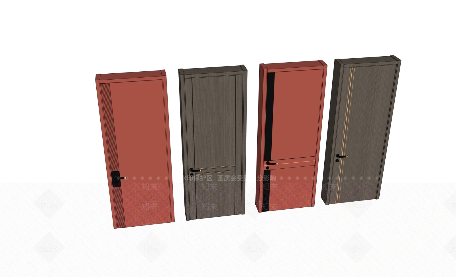 新中式平开门SU模型下载【ID:1200392800】