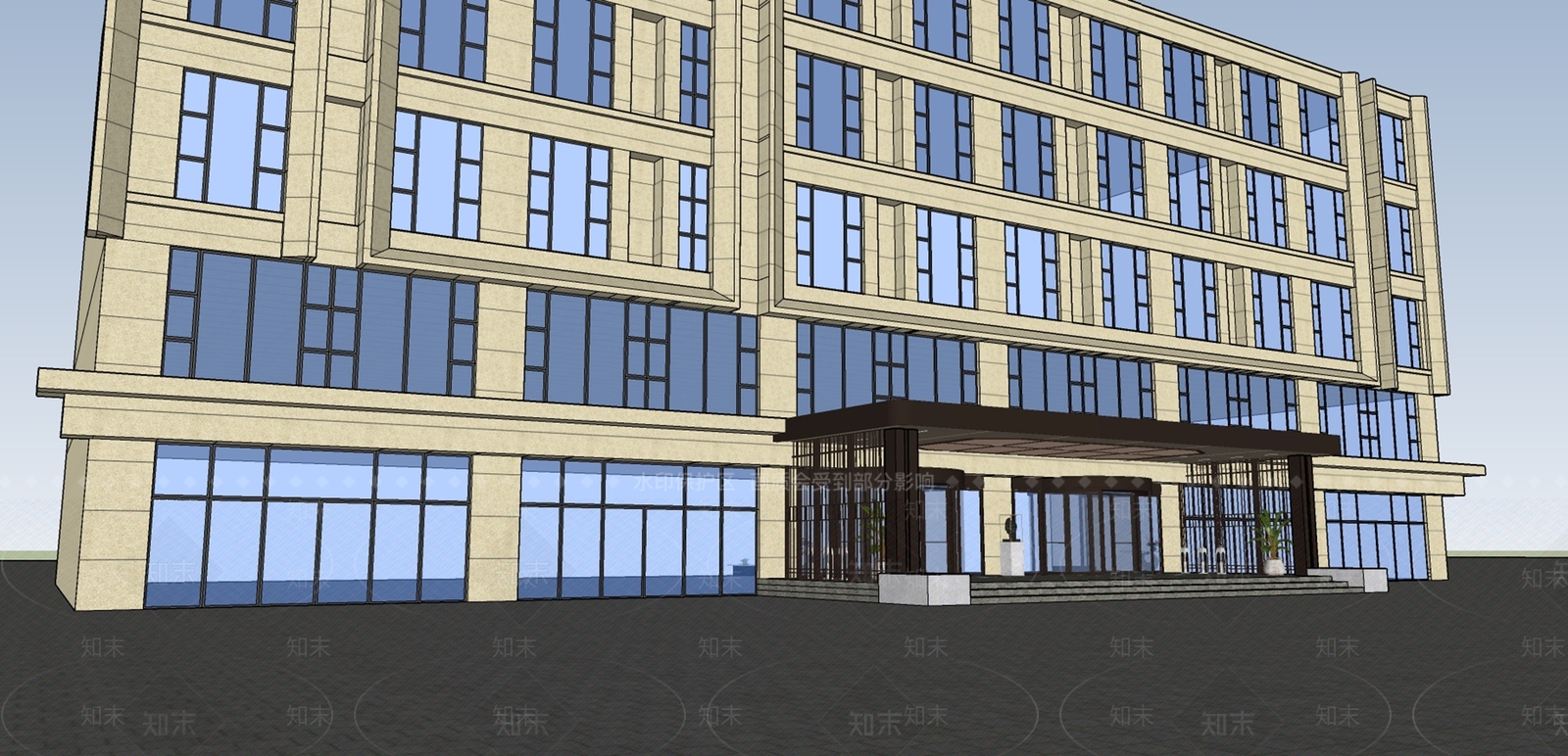 现代酒店建筑SU模型下载【ID:1200392897】