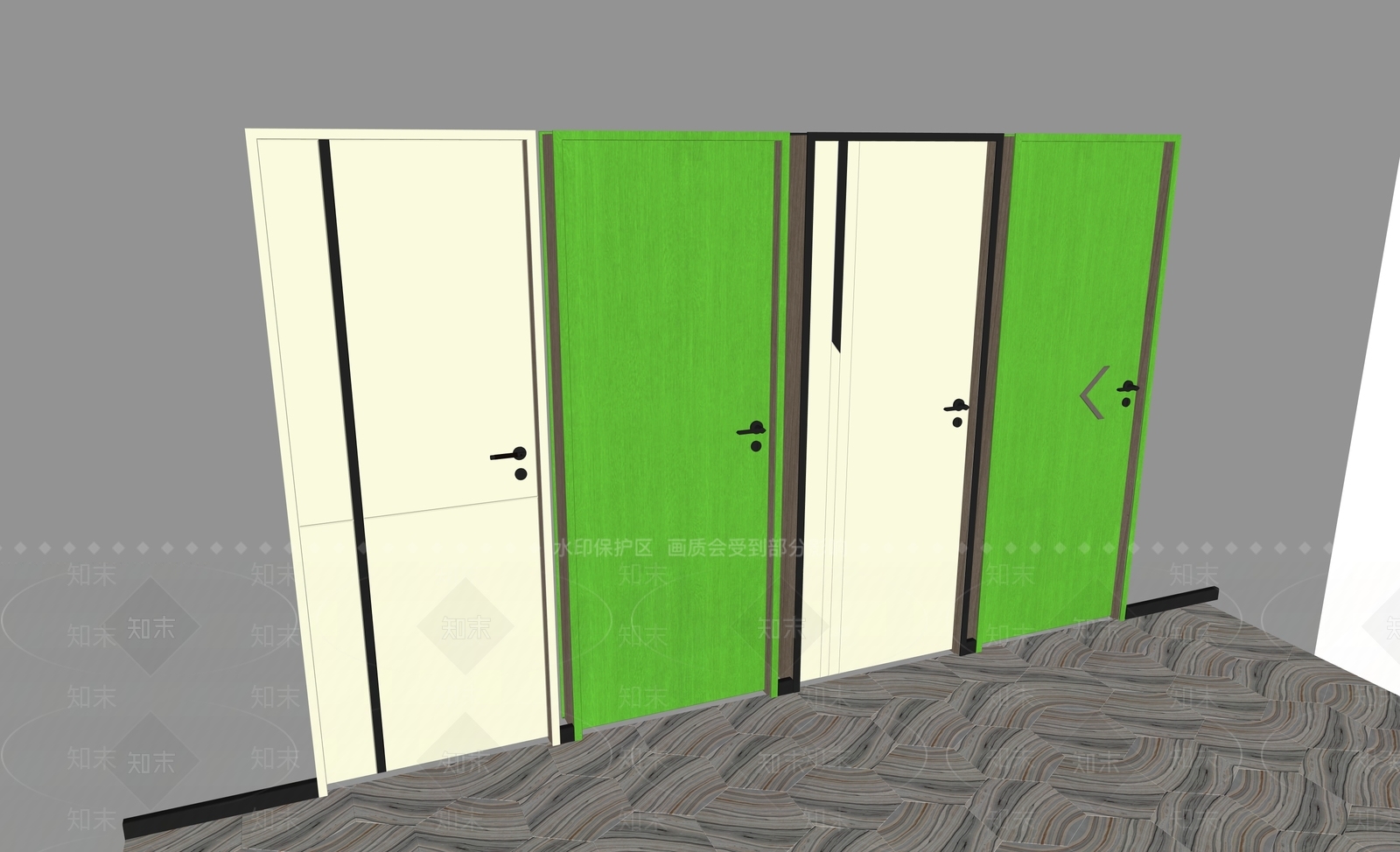 现代平开门SU模型下载【ID:1200392874】