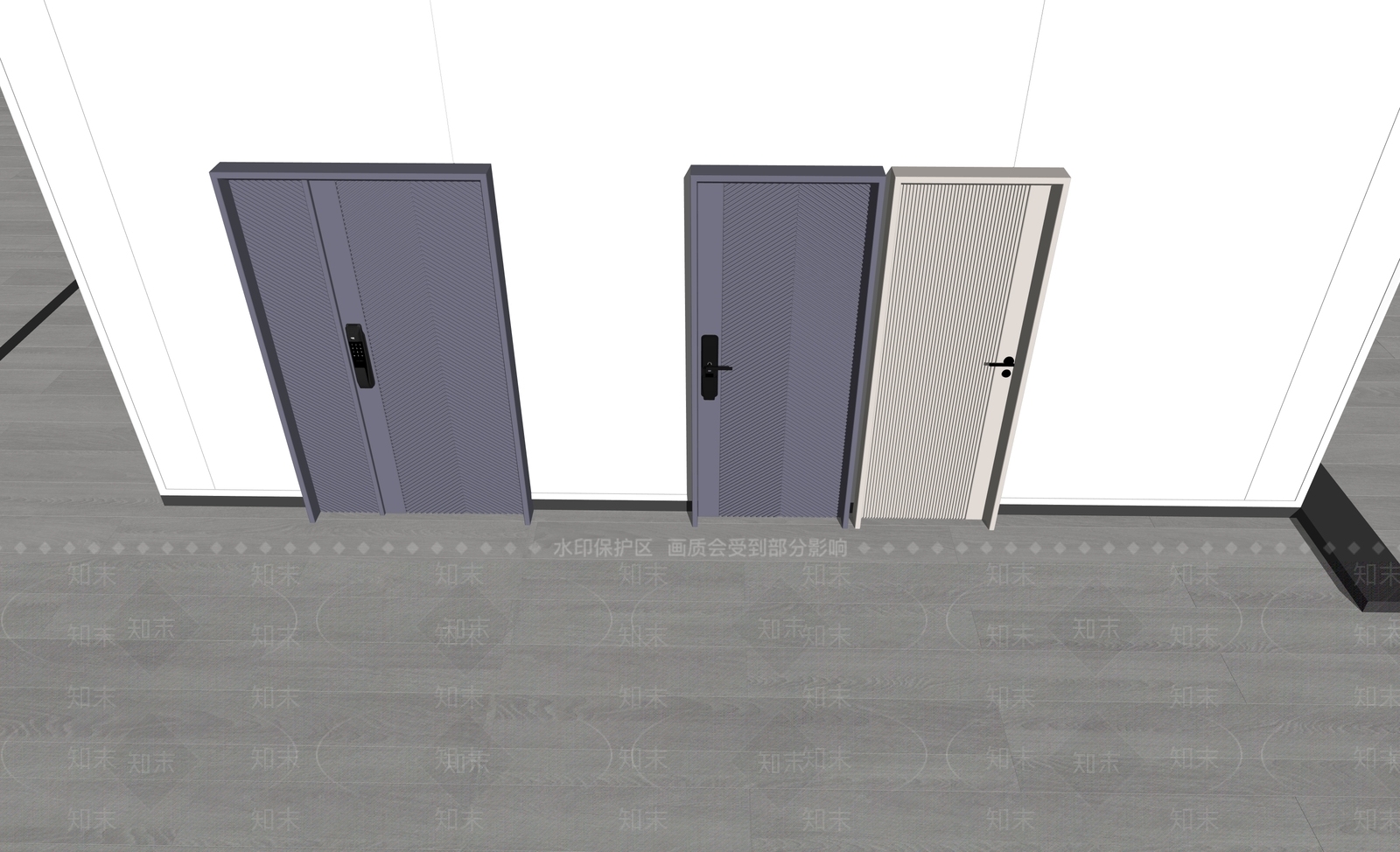 现代平开门SU模型下载【ID:1200393978】