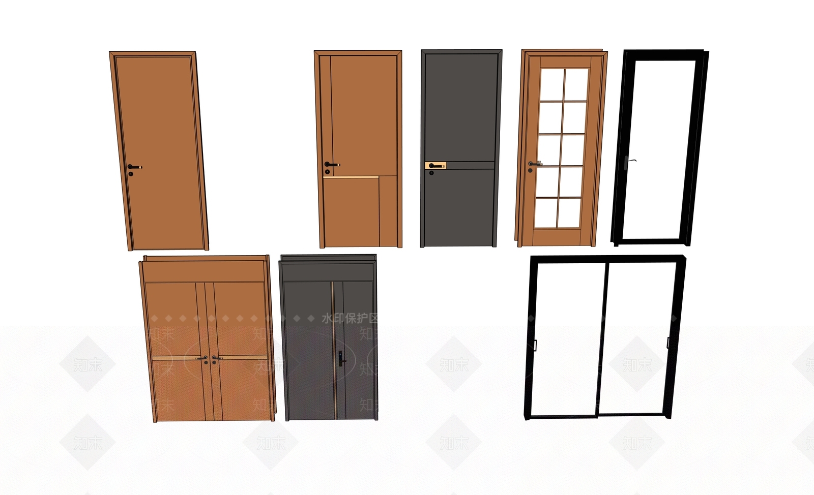 现代平开门SU模型下载【ID:1200394062】