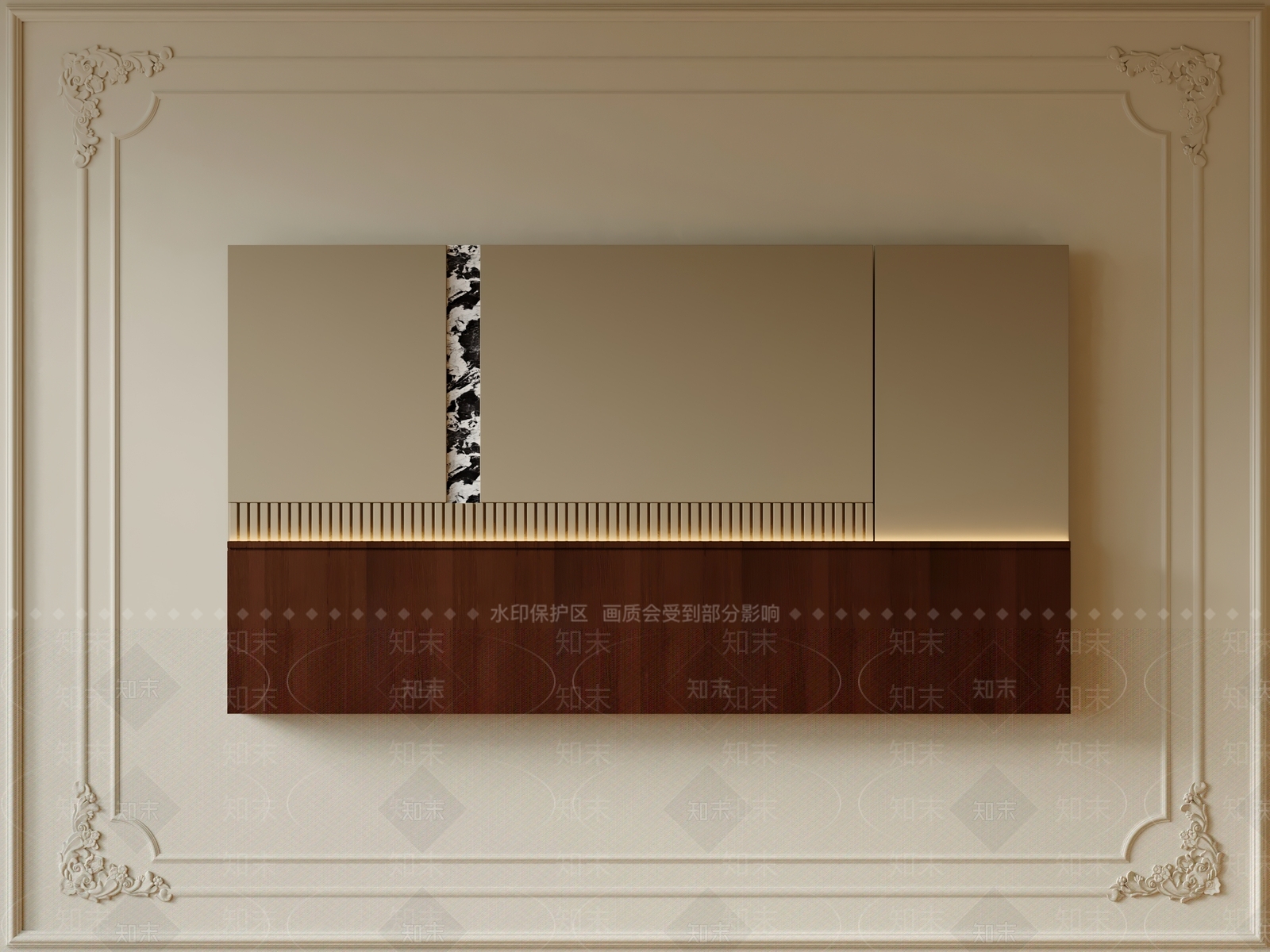 现代中古床头背景墙3D模型下载【ID:1200395961】