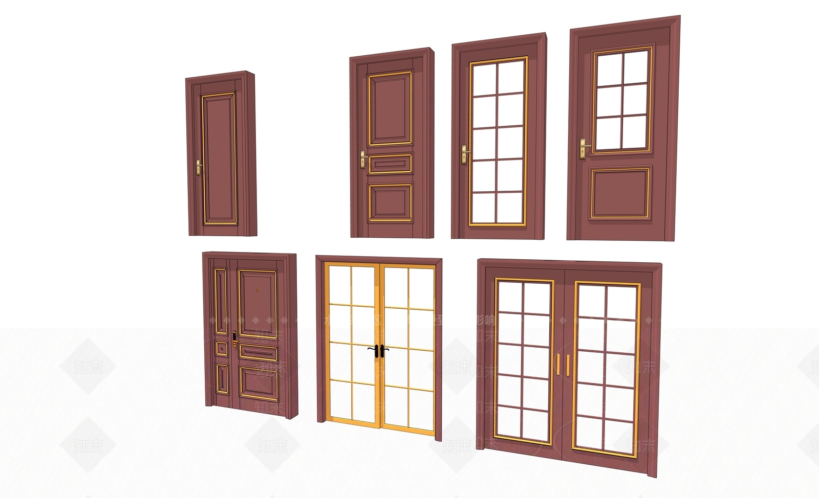 现代平开门SU模型下载【ID:1200396239】