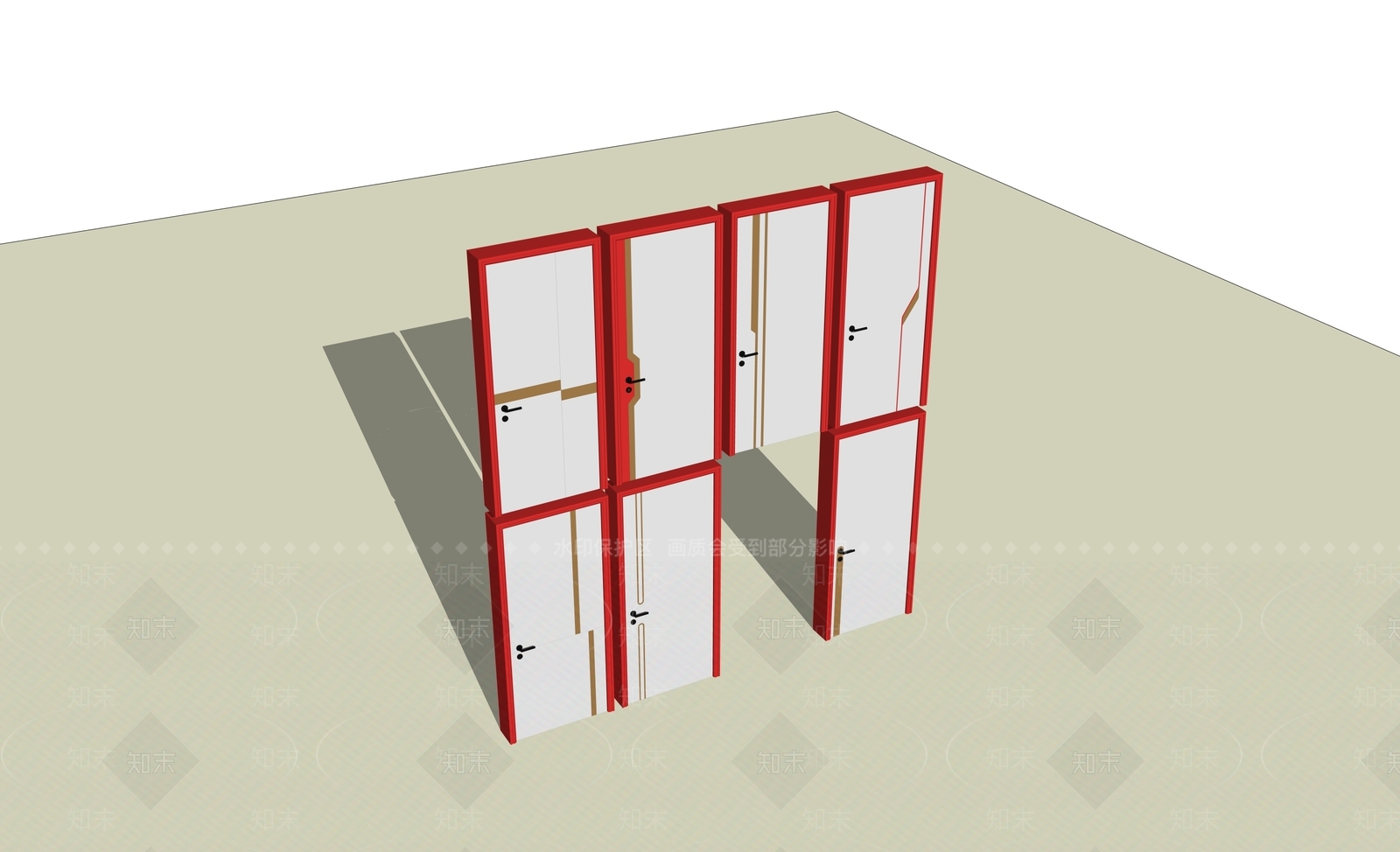 现代平开门SU模型下载【ID:1200396534】