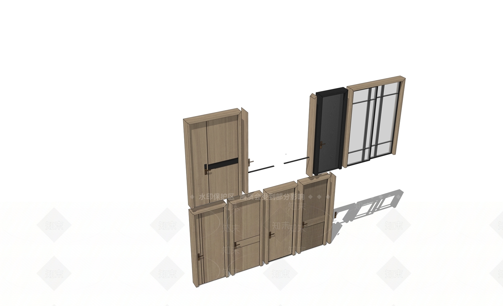 现代平开门SU模型下载【ID:1200396686】