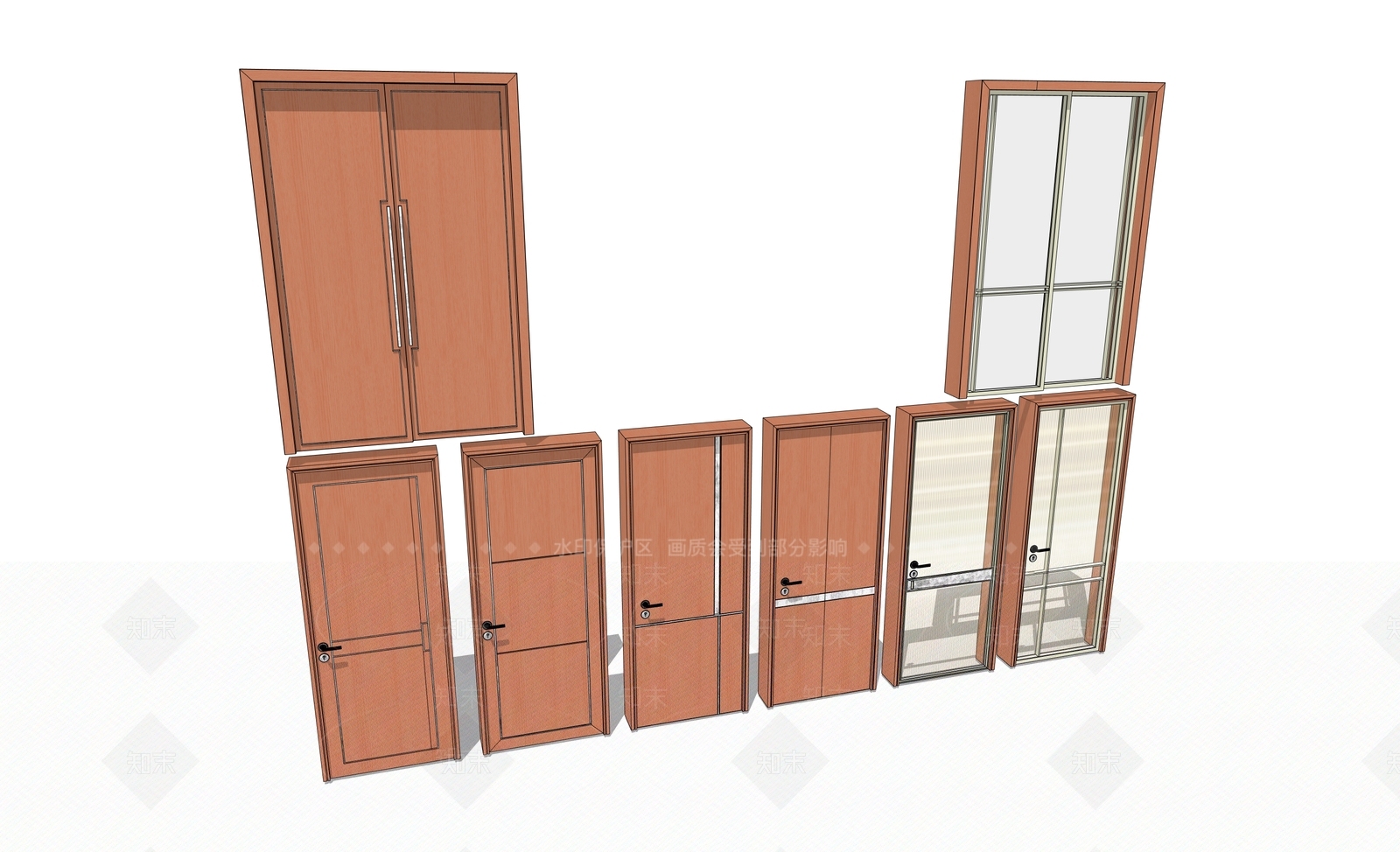 新中式平开门SU模型下载【ID:1200396866】