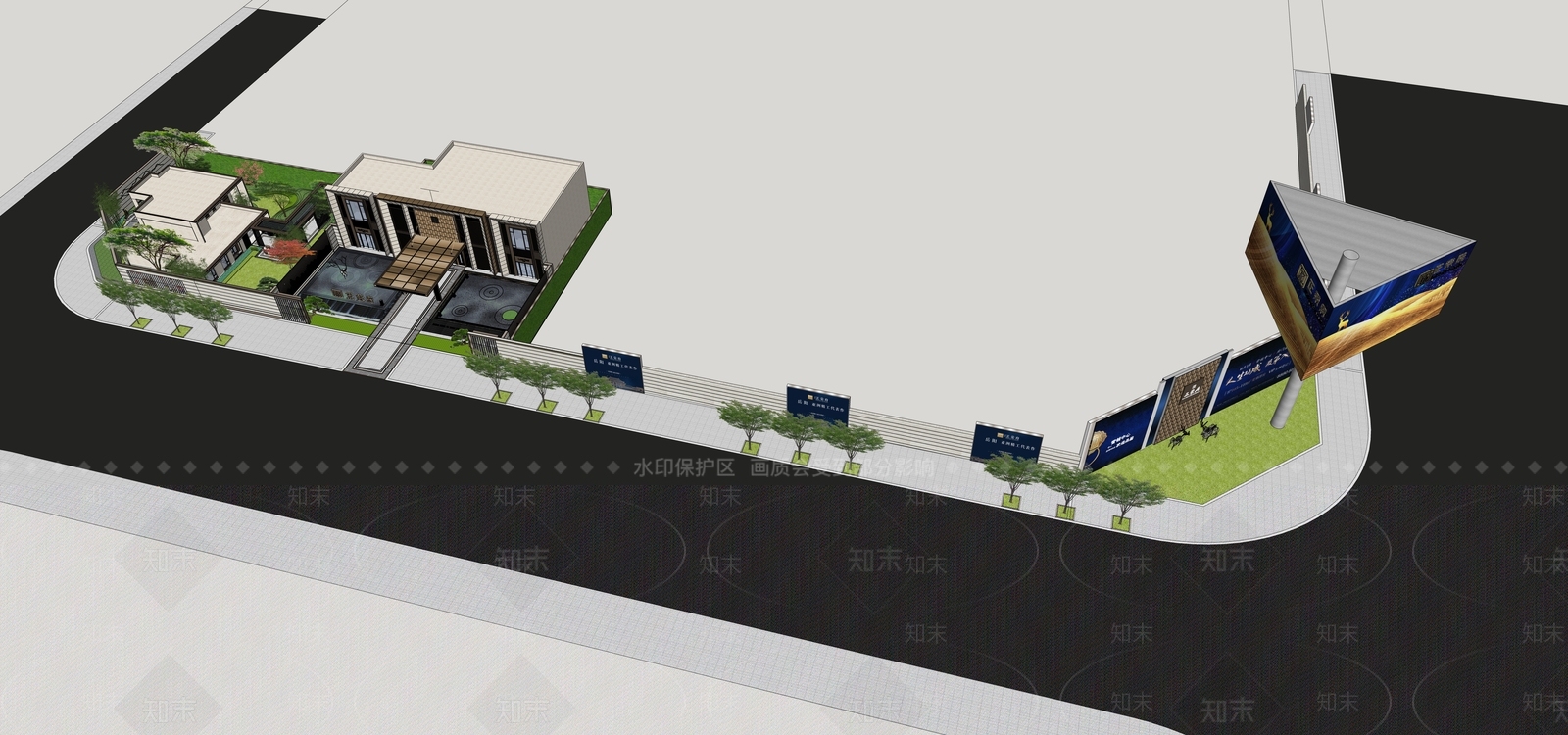 现代轻奢小区景观SU模型下载【ID:1200397004】