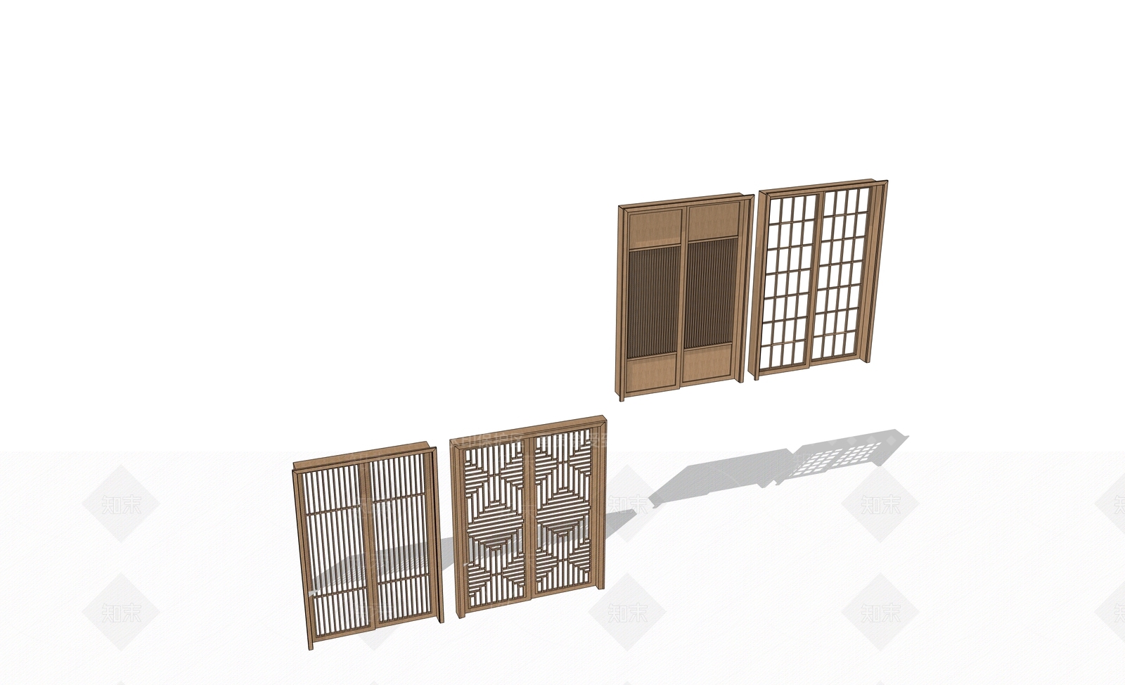 现代新中式平开门SU模型下载【ID:1200397078】