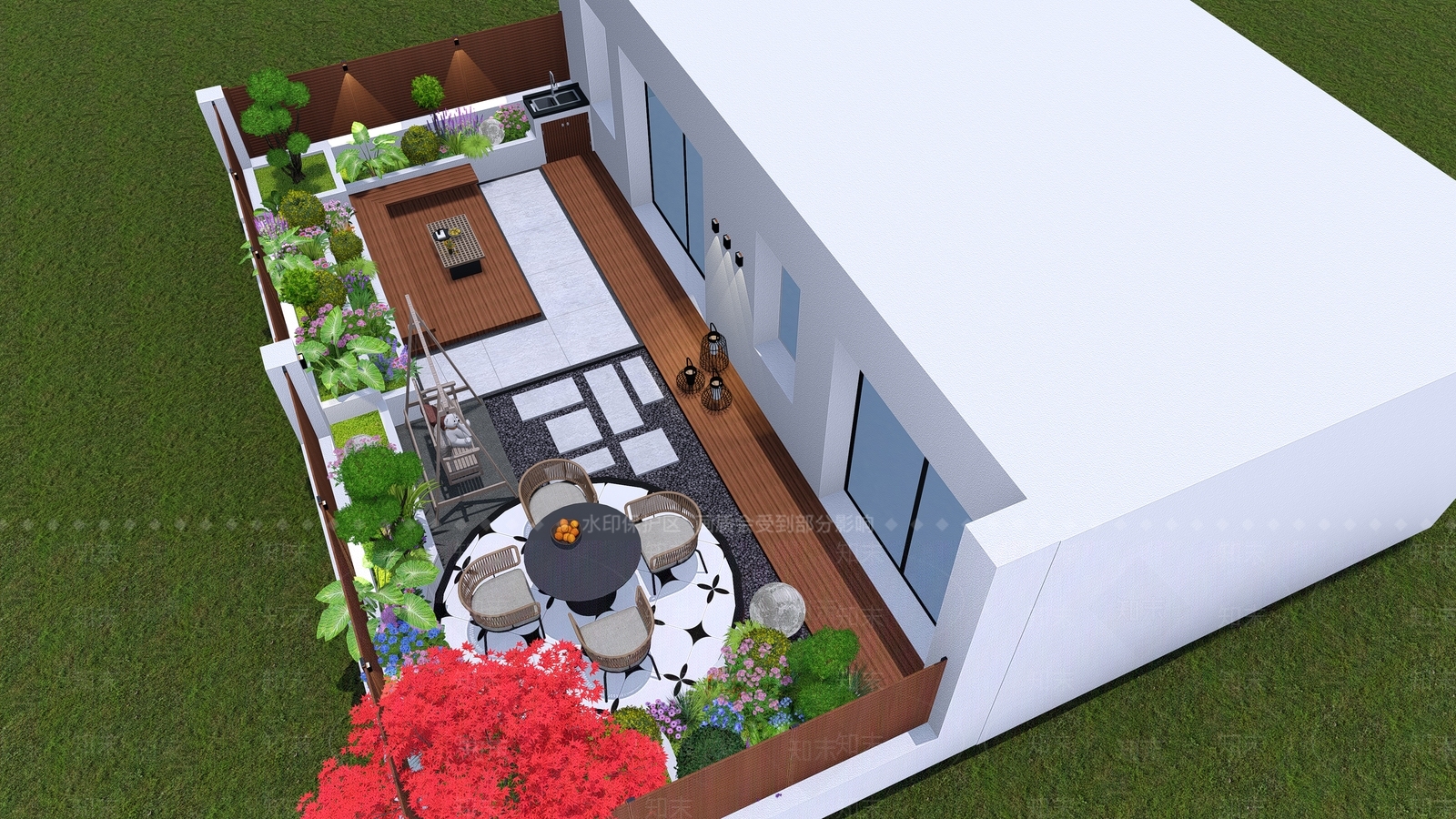 现代欧式屋顶花园SU模型下载【ID:1200397487】