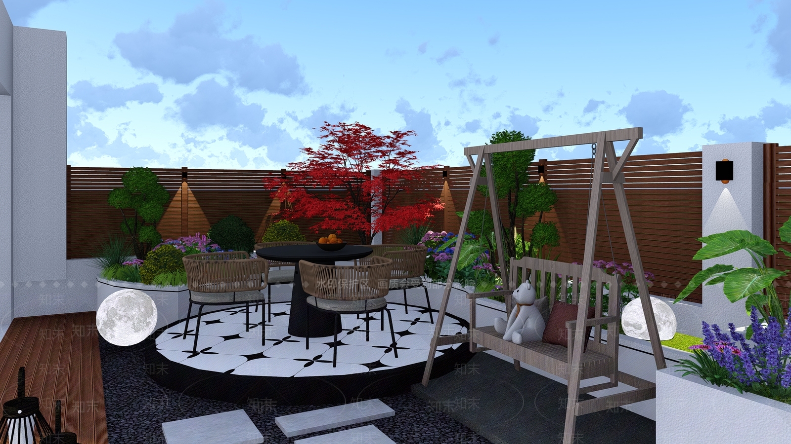 现代欧式屋顶花园SU模型下载【ID:1200397487】