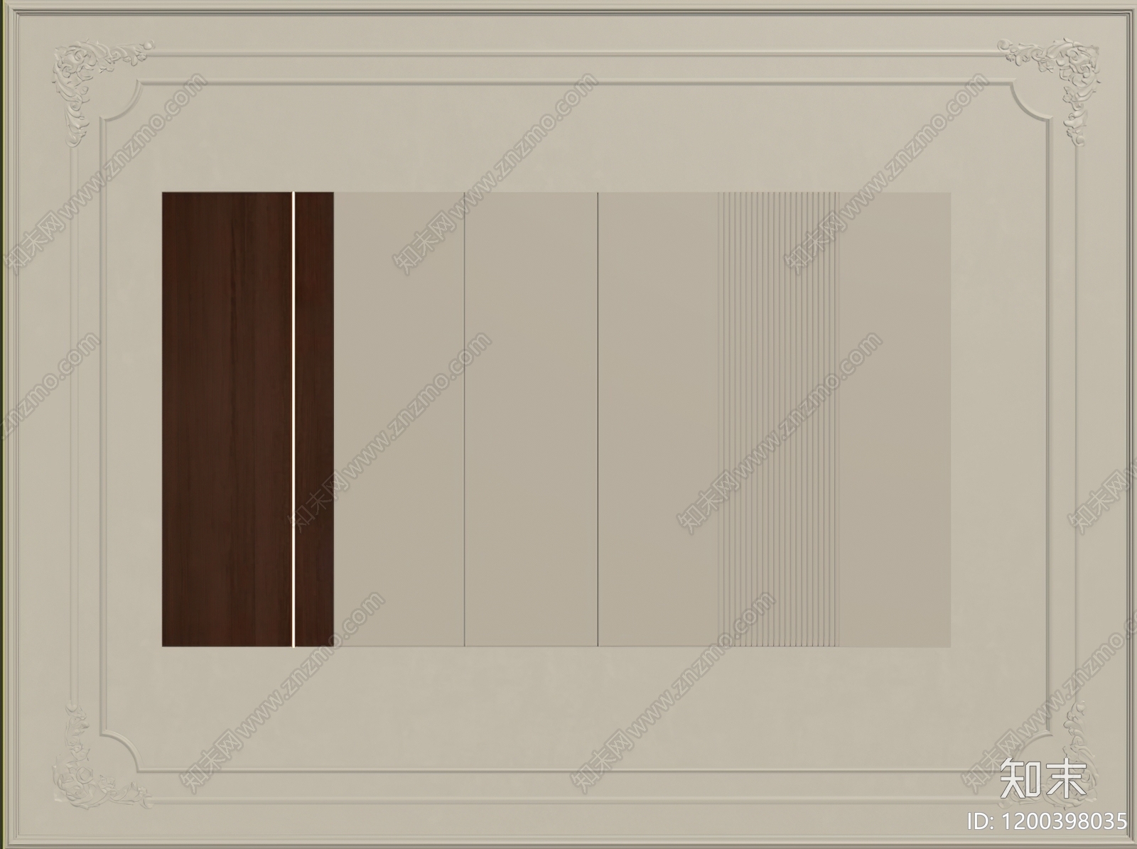 法式中古背景墙SU模型下载【ID:1200398035】