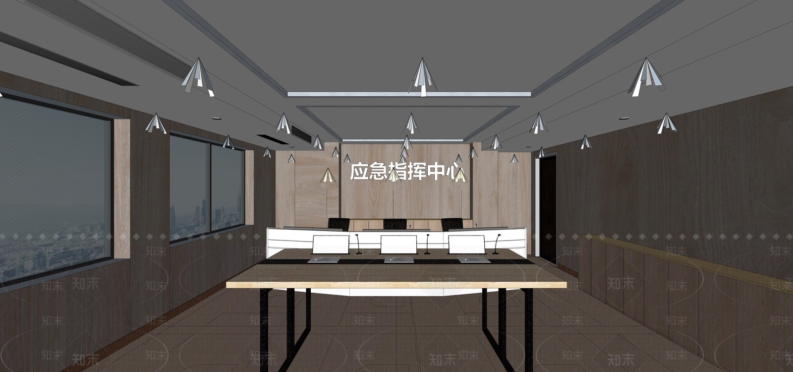 中式原木其他办公区域SU模型下载【ID:1200399032】