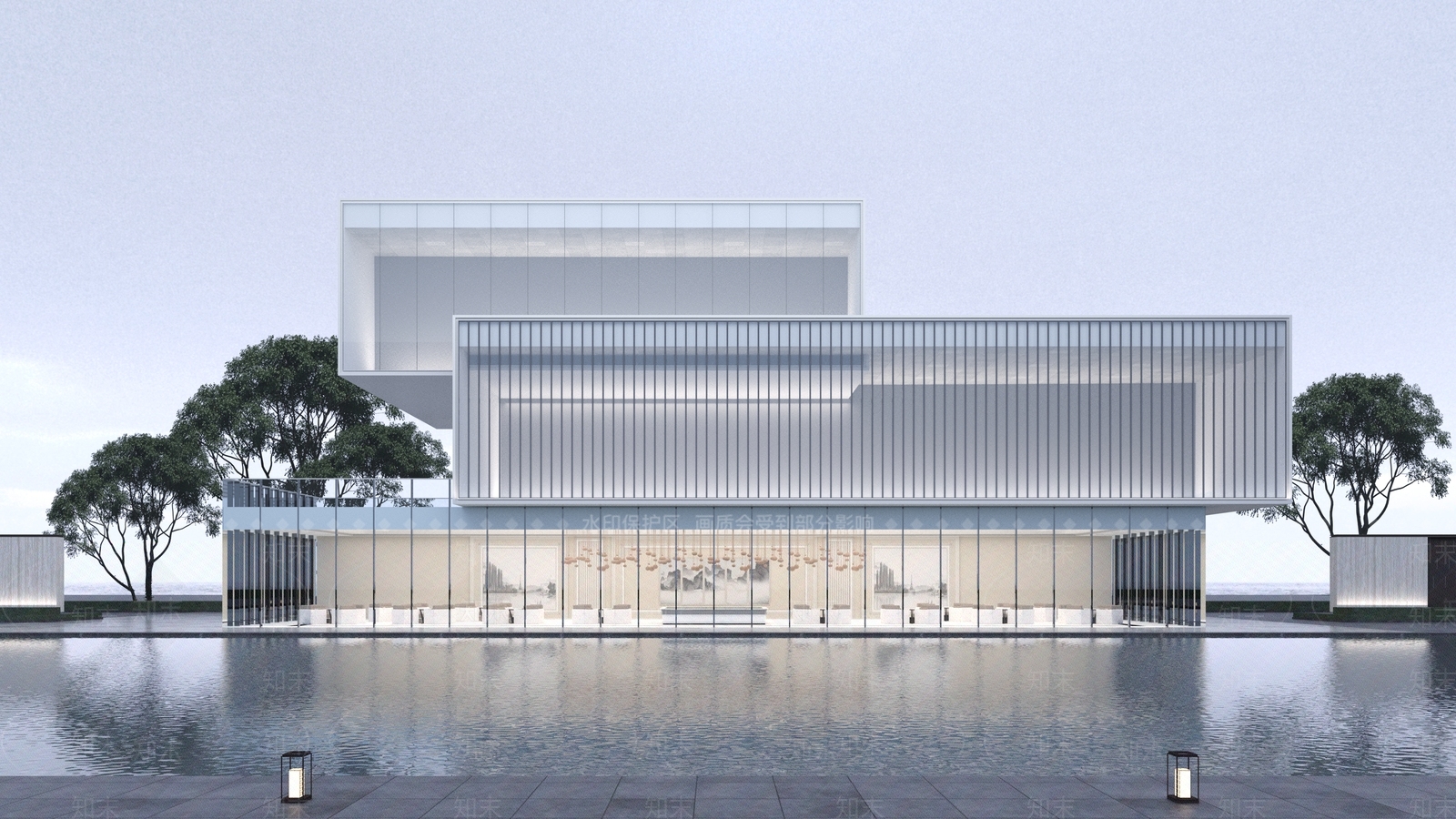 现代售楼处建筑SU模型下载【ID:1200400080】