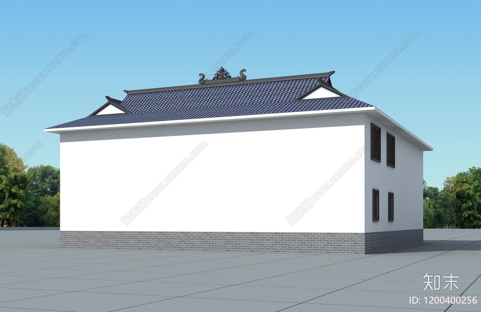 新中式中式别墅建筑cad施工图下载【ID:1200400256】