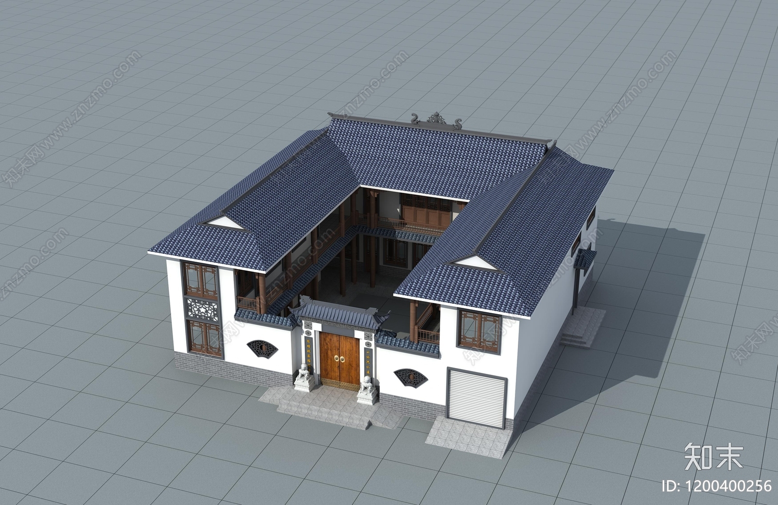 新中式中式别墅建筑cad施工图下载【ID:1200400256】