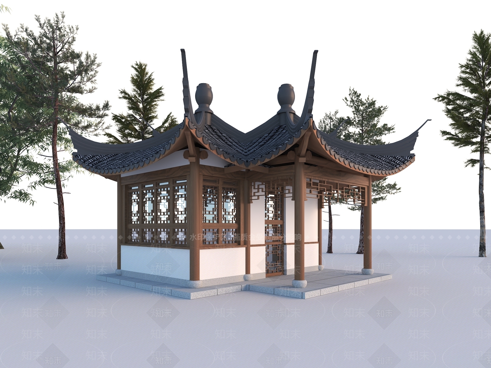 新中式中式景观亭3D模型下载【ID:1200400558】