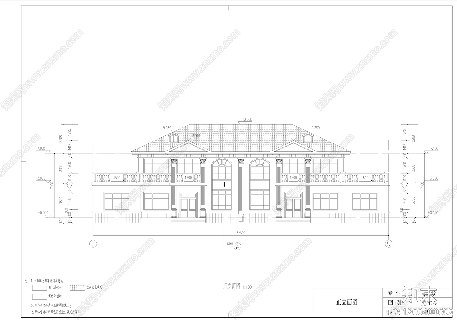 欧式简欧别墅建筑cad施工图下载【ID:1200400602】