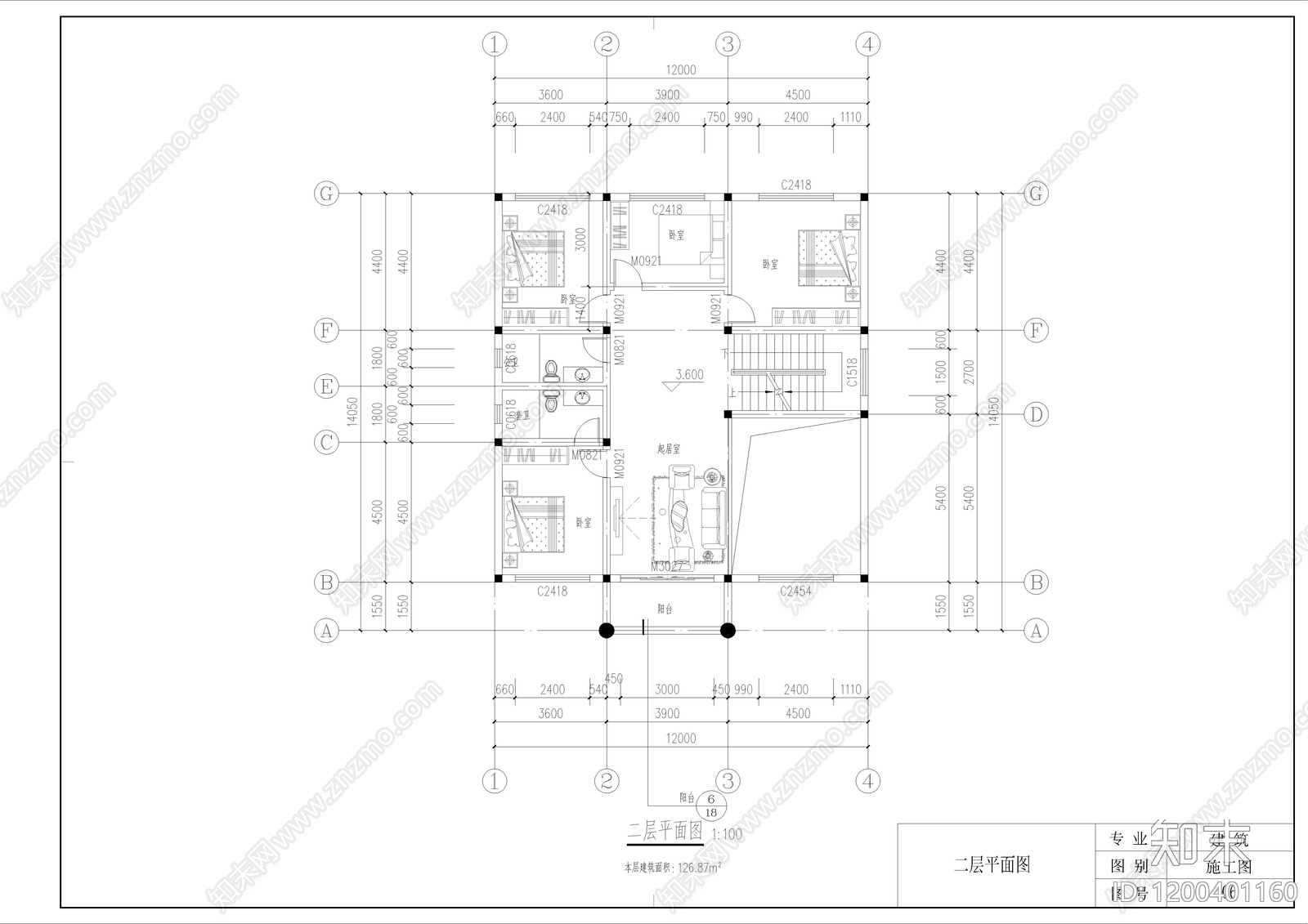 欧式简欧别墅建筑cad施工图下载【ID:1200401160】