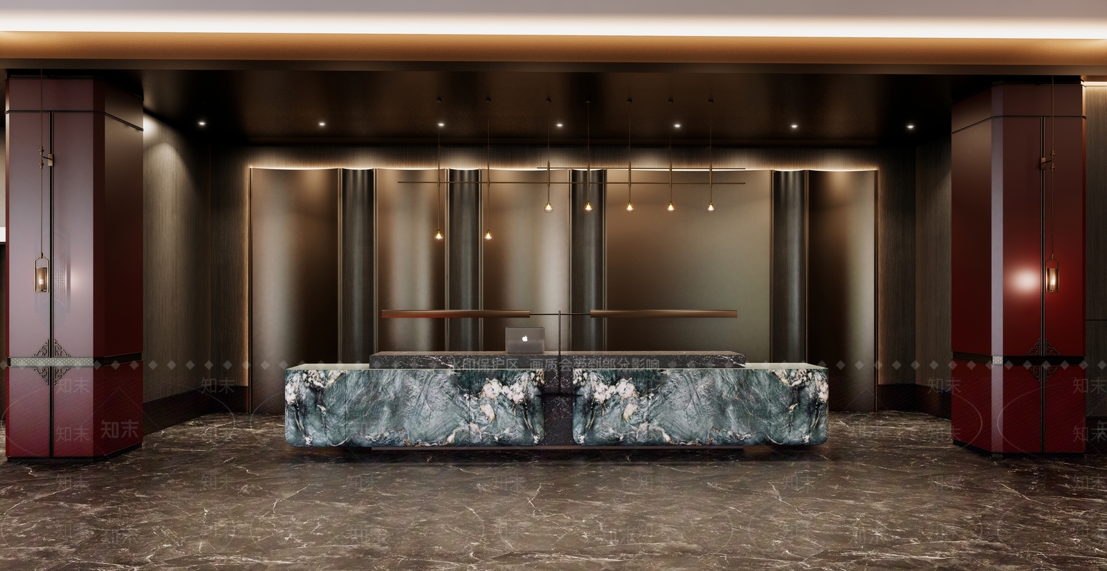 新中式中式酒店大堂SU模型下载【ID:1200402587】