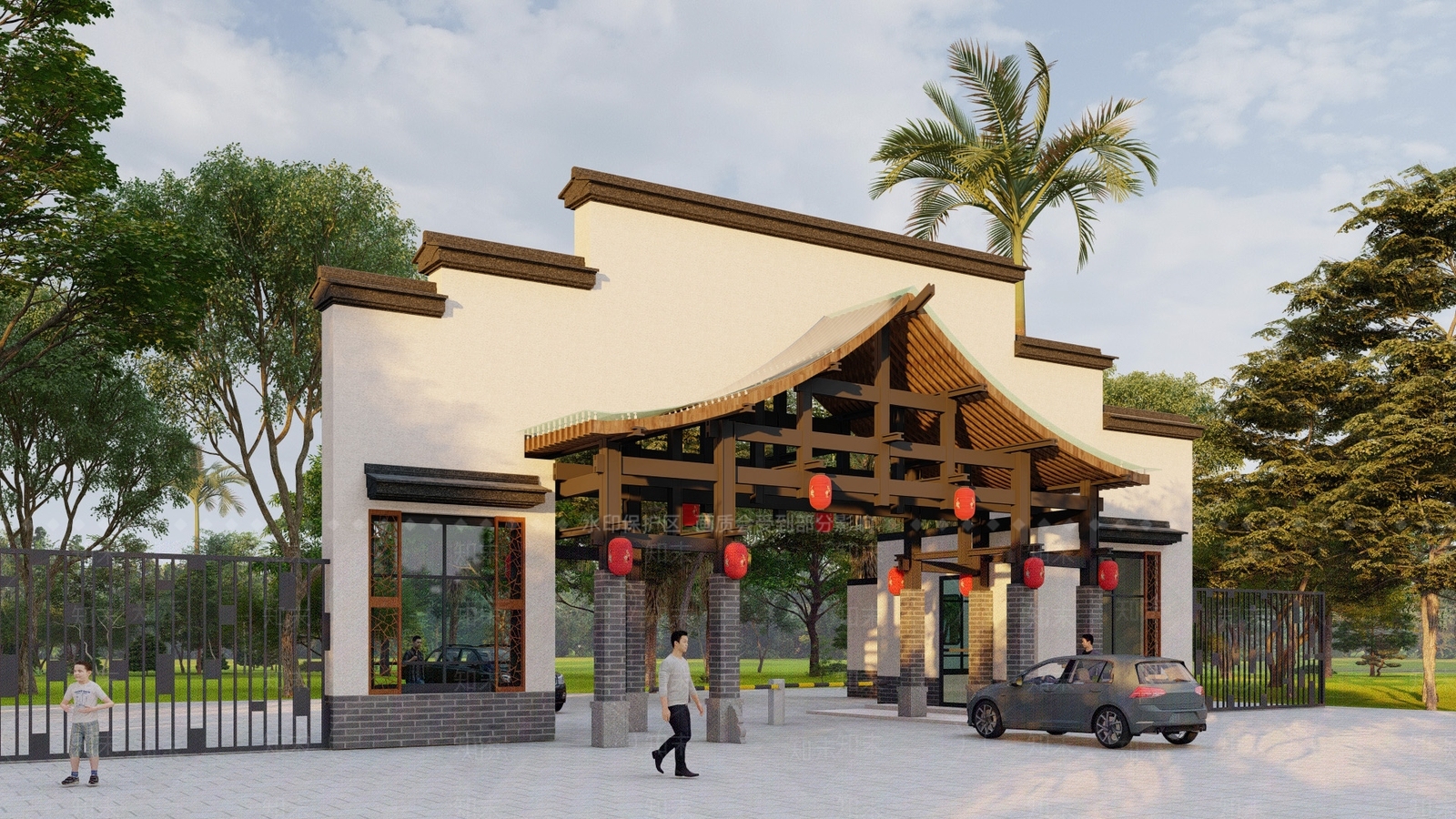 新中式中式入口大门SU模型下载【ID:1200404680】