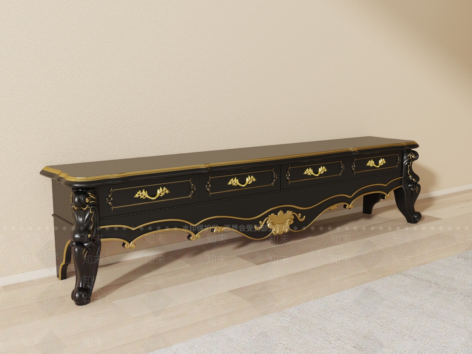 美式欧式电视柜3D模型下载【ID:1200407313】