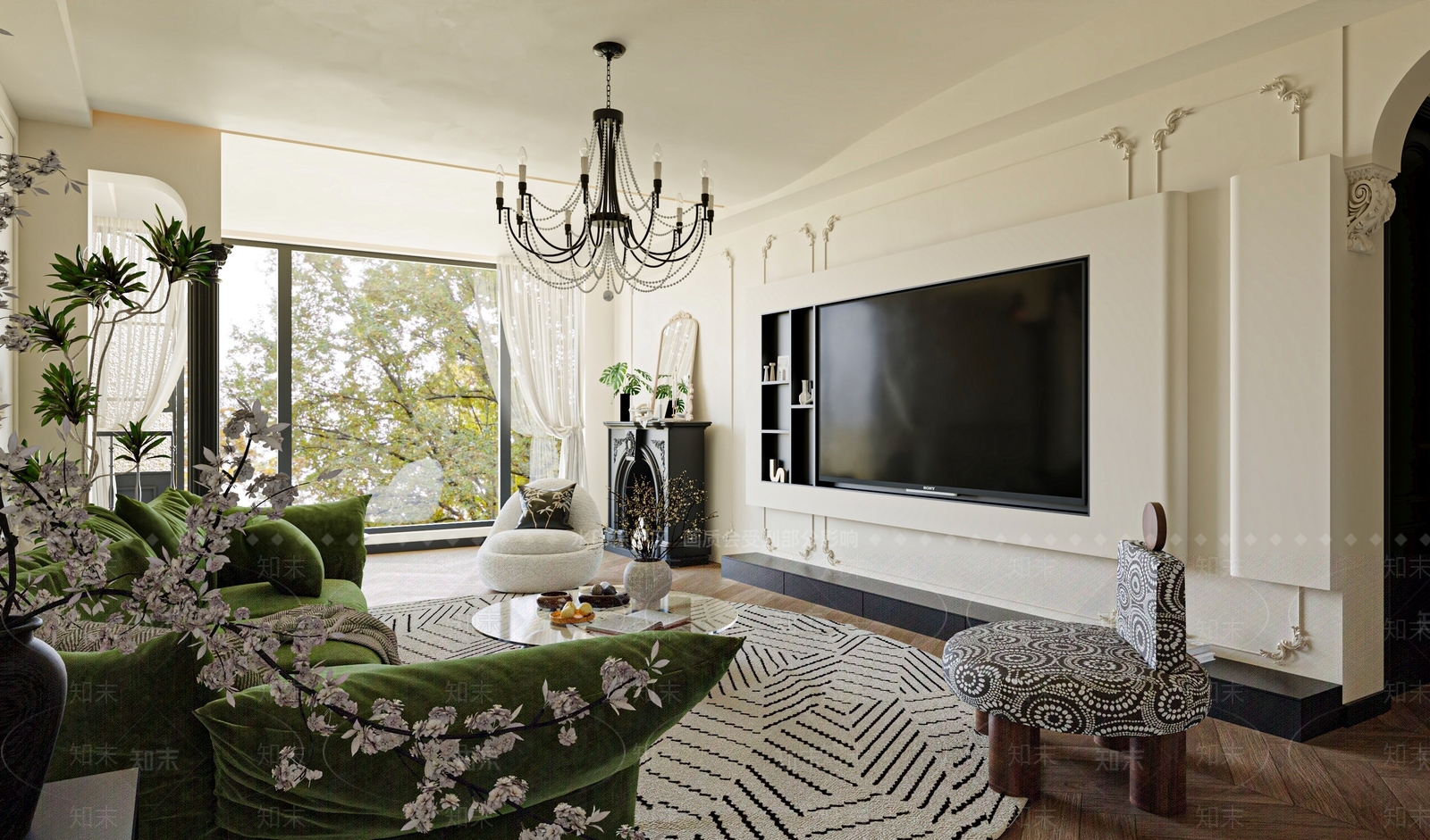 法式复古家居客厅3D模型下载【ID:1200411593】