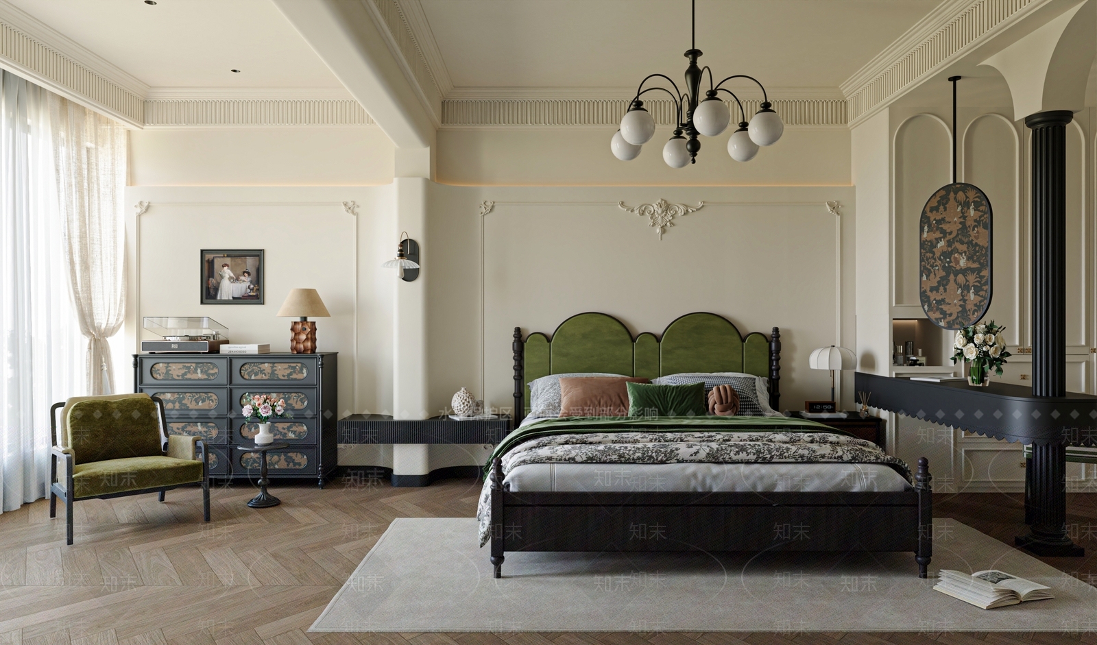 法式复古家居卧室3D模型下载【ID:1200411655】