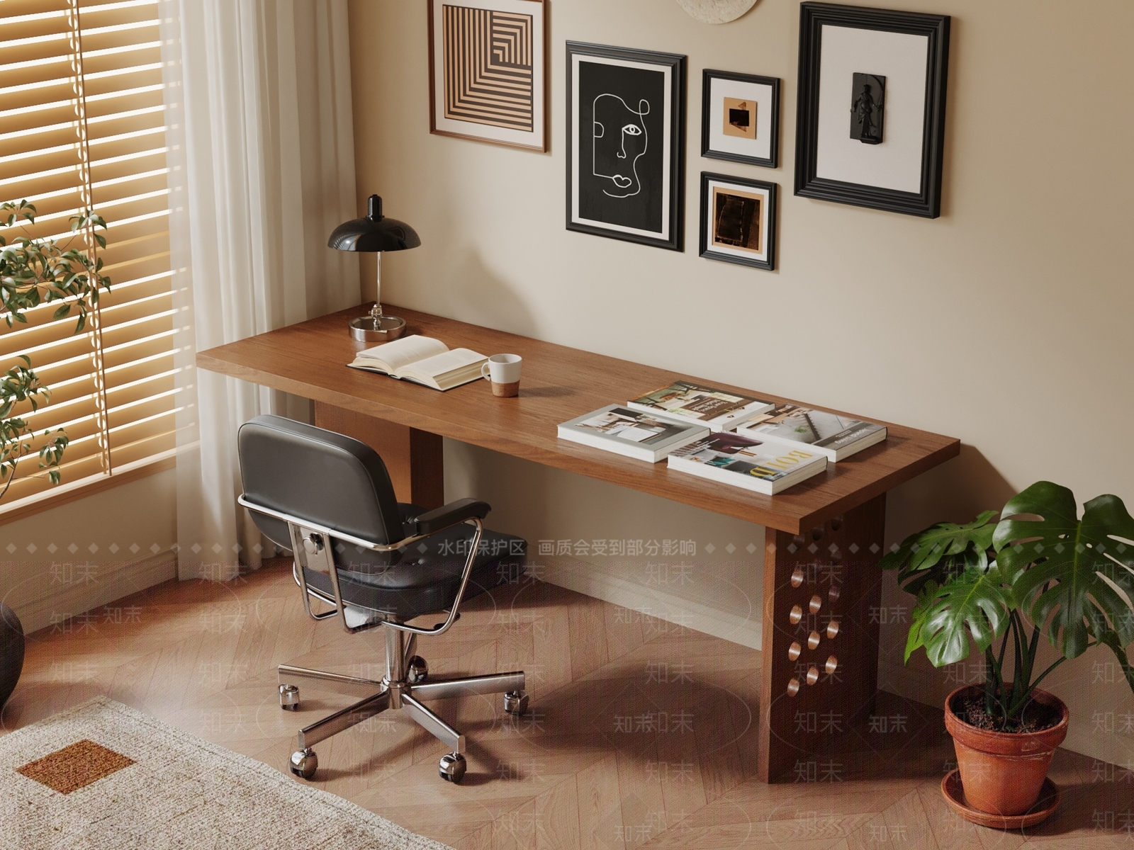 中古学习桌3D模型下载【ID:1200411823】